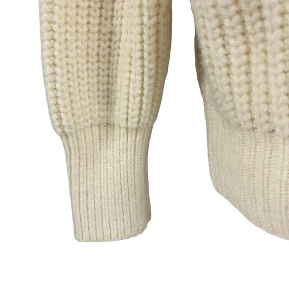 Sweater Womens Large Cable Knit Ruffle Preppy Cottage Peasant Feminine Cozy - Picture 11 of 15